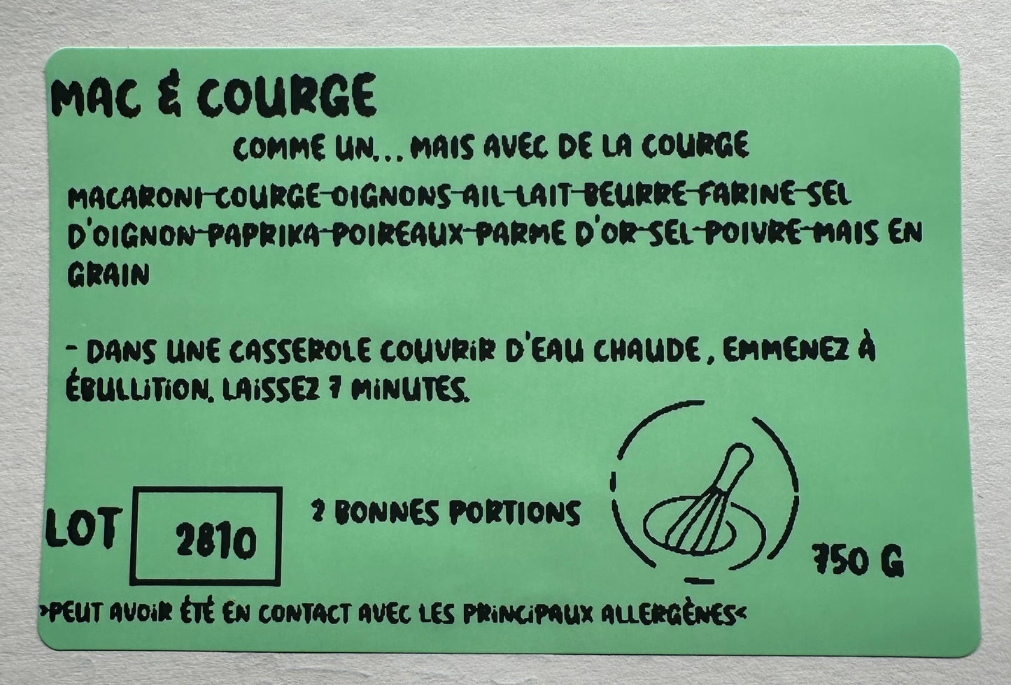 Mac and courge-congelé