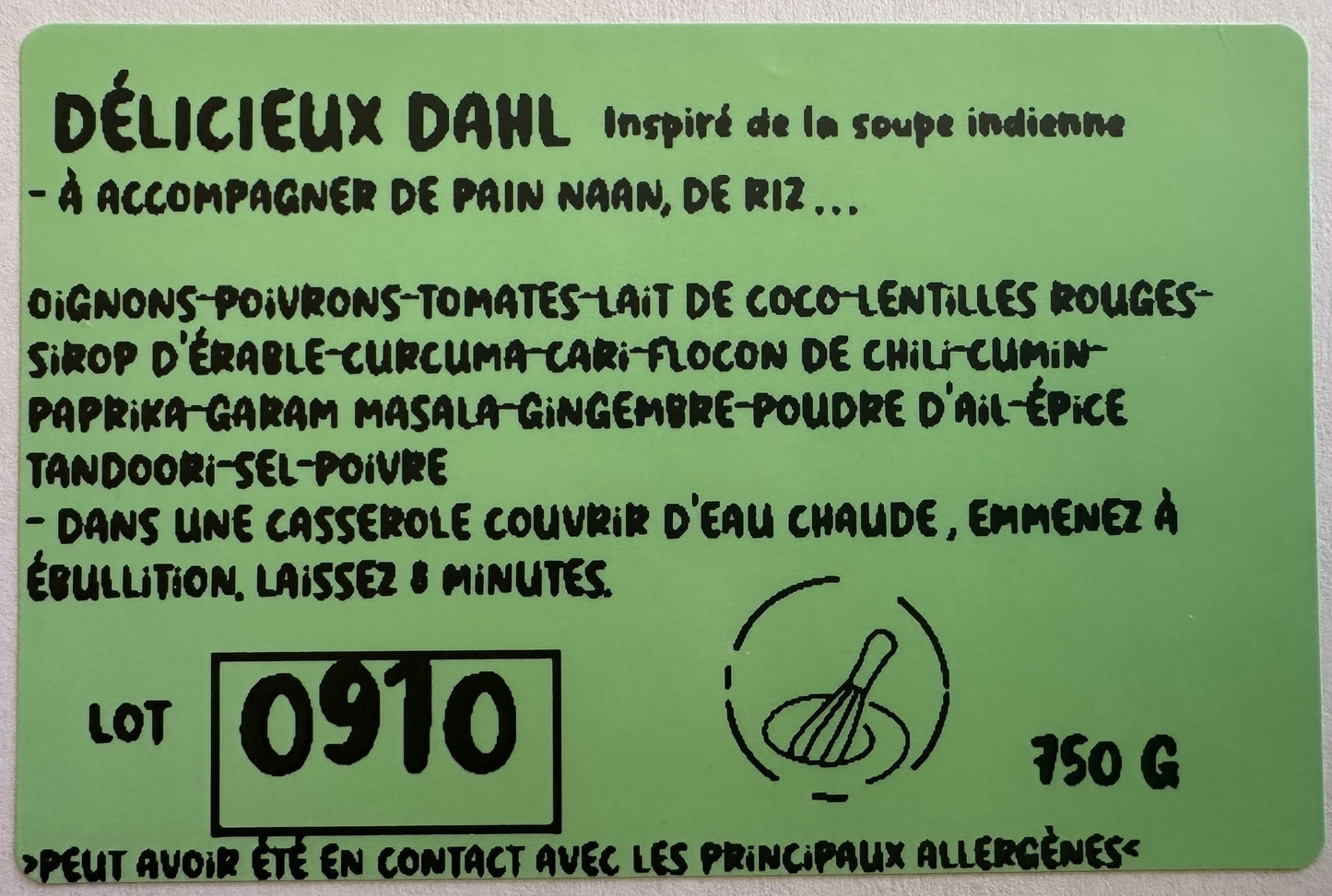 Délicieux dahl *végane*-congelé