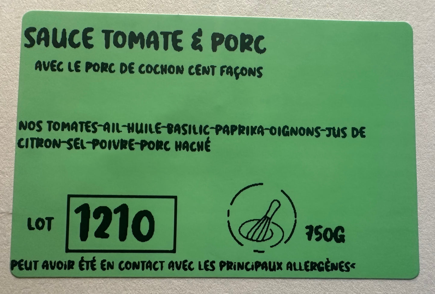 Sauce tomate et porc-congelé
