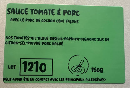 Sauce tomate et porc-congelé