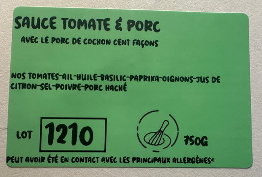 Sauce tomate et porc-congelé