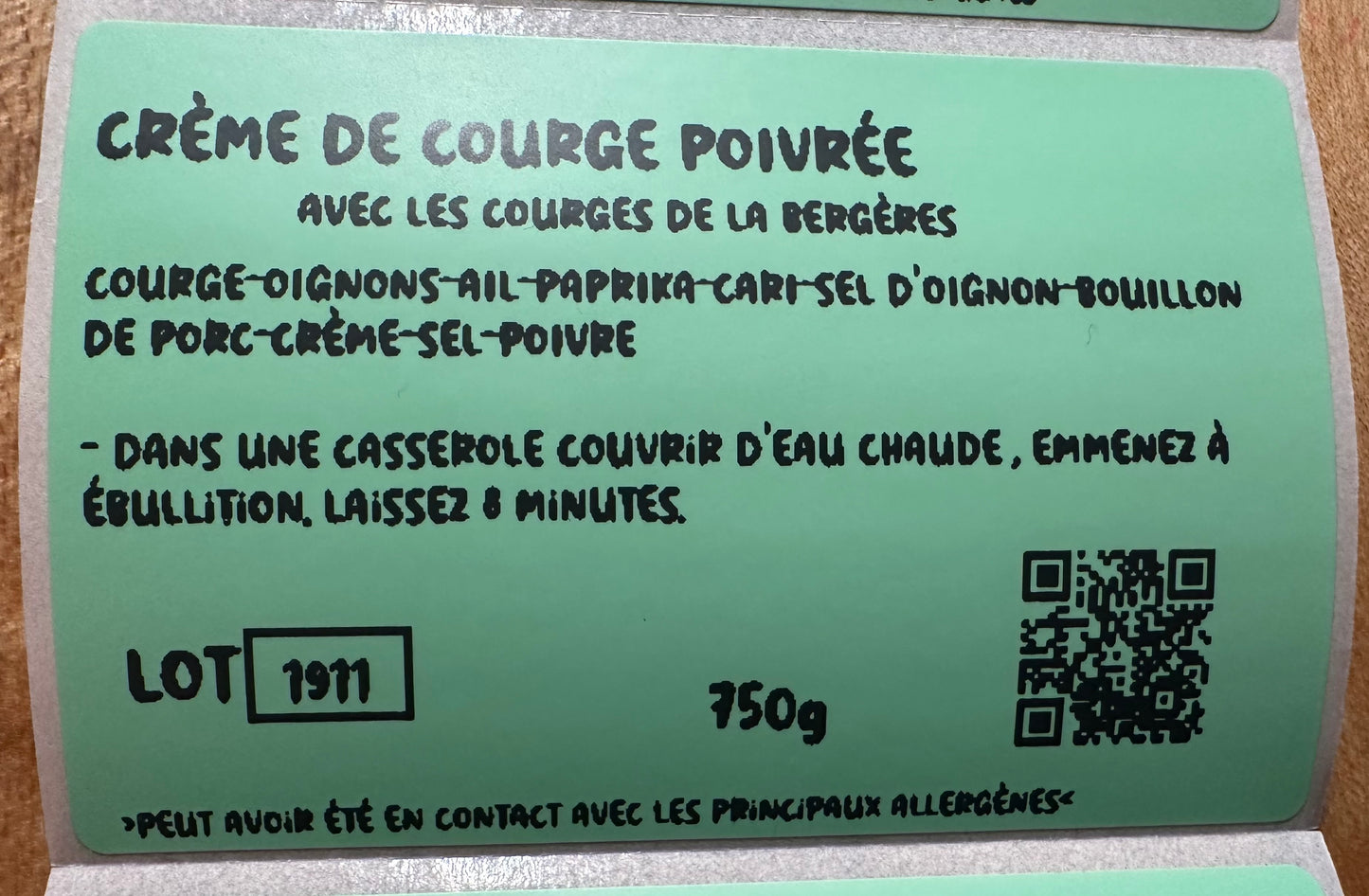 Crème de courge poivrée -congelée (Copie)