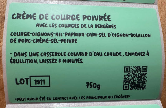 Crème de courge poivrée -congelée (Copie)