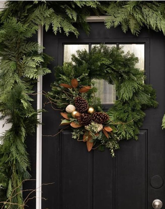 Atelier de cueillette et création de couronne de Noël & dîner